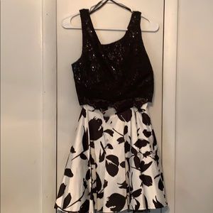 Black and white two piece dress
